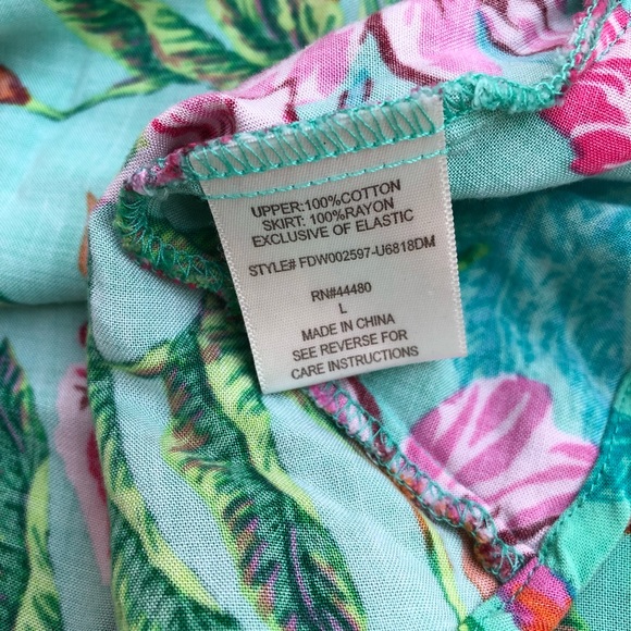 NWOT LOVE Fire 🔥 denim empire dress tropical 🌴 - Picture 3 of 6